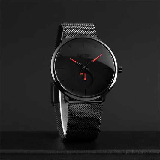 Orologio minimal ultraleggero ultrasottile black red