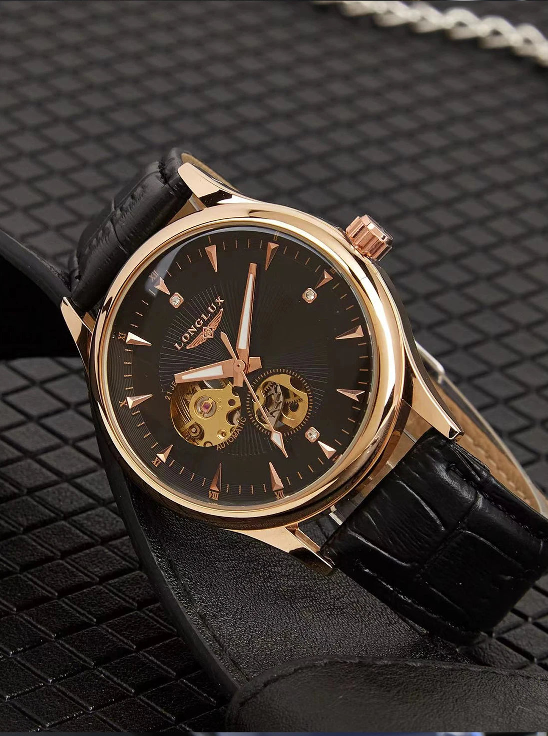 Orologio automatico meccanico elegante uomo