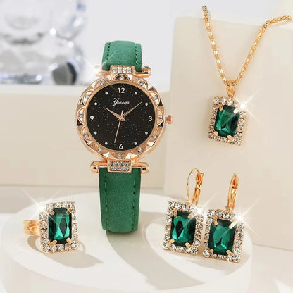 Orologio da donna 5 pezzi Set strass elegante