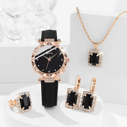 Orologio da donna 5 pezzi Set strass elegante