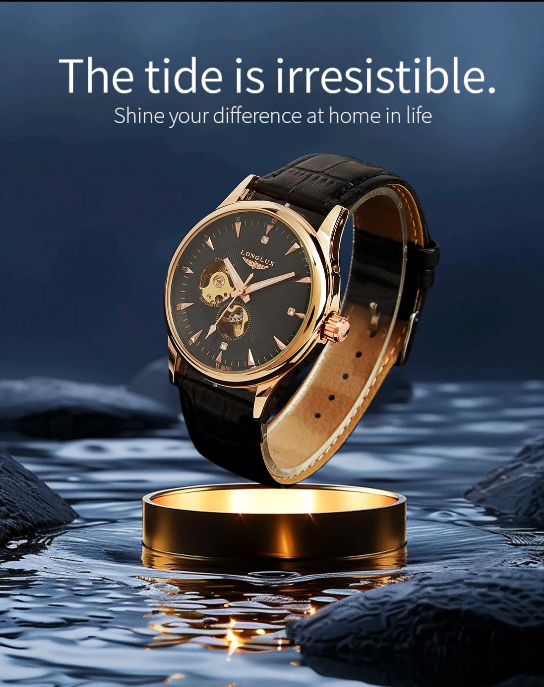 Orologio automatico meccanico elegante uomo