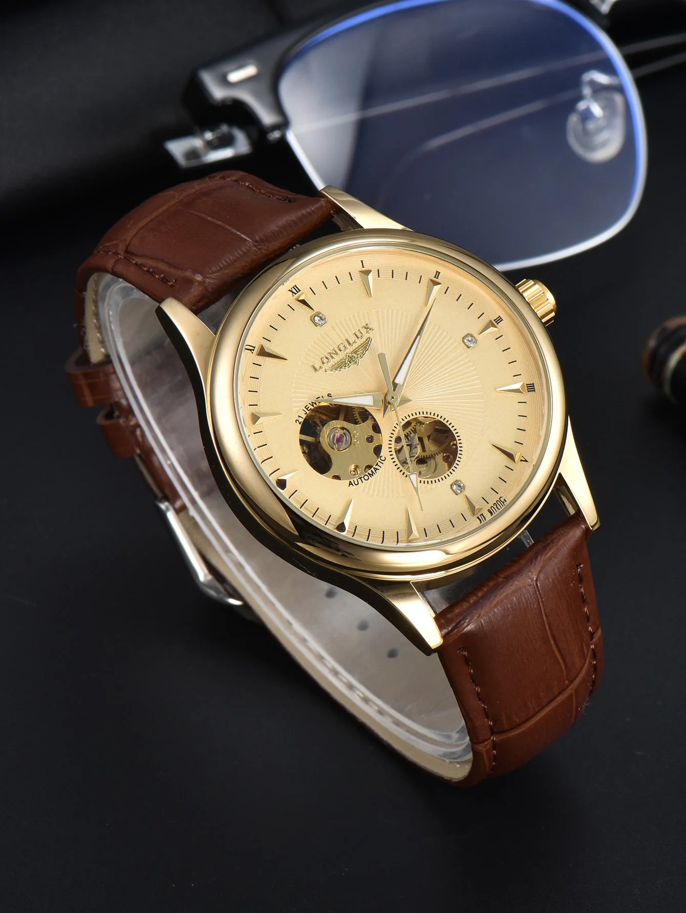 Orologio automatico meccanico elegante uomo