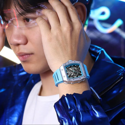 Orologio uomo Skeleton cinturino in silicone