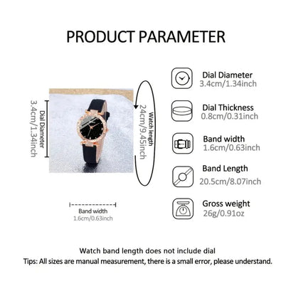 Orologio da donna 5 pezzi Set strass elegante