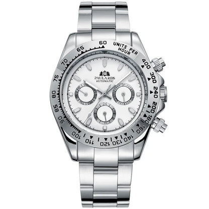 Orologio Automatico cronografo uomo Silver White