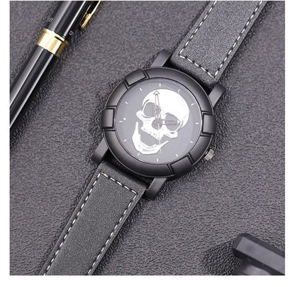 Set Fashion 3 pezzi Orologio con teschio al quarzo con collana e bracciale